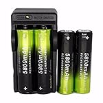 Clearance!4PCS Rechargeable 18650 Battery& Dual Smart Charger,Canserin 5800mAh Li-ion 3.7V