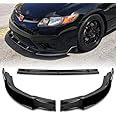 HK5 3 Pieces Front Bumper Lip Spoiler Splitter Side Body Kit Trim Protection Compatible with 2006-2008 Honda Civic 2DR Coupe, 2007 (Painted Black)