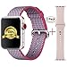 Emmabin Band for Apple Watch , Woven Nylon Berry Check With Pink Sand Silicone (2 packs) for Apple Watch