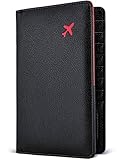 Passport Holder by POCKT - RFID Blocking Travel Wallet for Safe Trip, Document Organizer + Gift Box | Black & Red