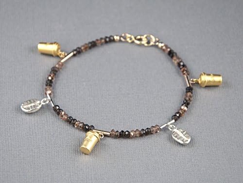 Gold Charm Bracelet, Silver Charm Bracelet, Gemstone Charm Bracelet, Coffee Bracelet, Coffee Cups, Coffee Beans, LLD Jewelry
