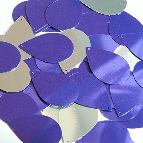 Purple Silver Sequin Drop 1.5 inch Metallic Couture Loose Paillettes Made in USA.