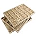 Valdler Sackcloth Stackable 24 Grid Jewelry Tray Showcase Display Organizer