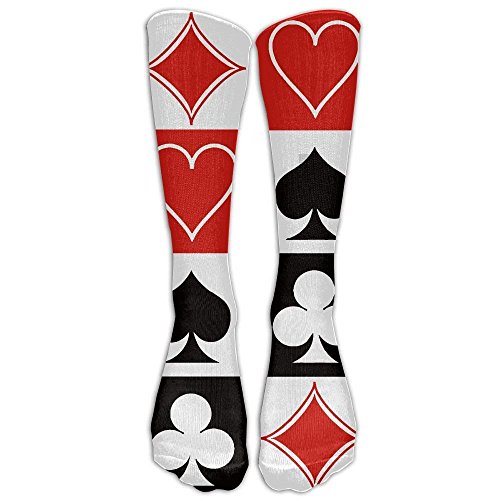 FUNINDIY Grid Poker Playing Cards Women Men High Socks