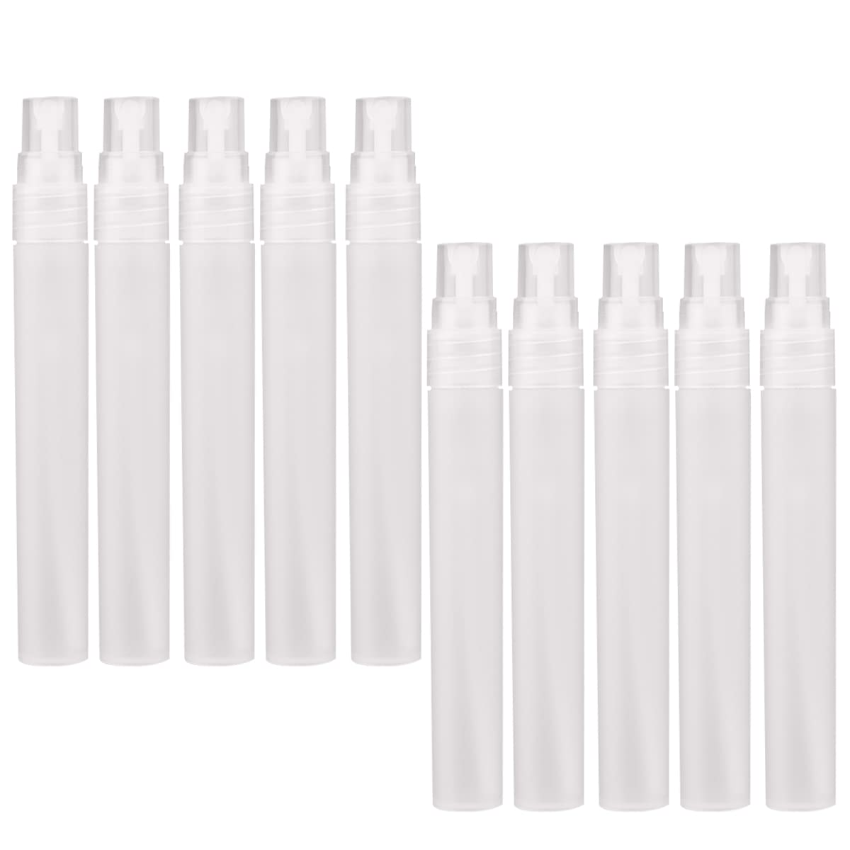 Symphonyw Travel Mist Spray Bottles,10 Pack 10 ml Plastic Empty Sample Bottles with Atomiser Pump for Perfume, Facial and Body Mists