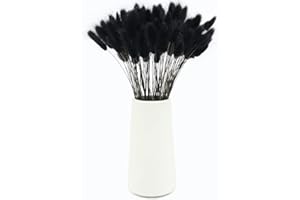 DTXMOH 120pcs Black Bunny Tails Pampas Grass, 17 Inch Lagurus Ovatus Mini Rabbit Tail Dried Flowers for Centerpieces, Vase Filler, Home Decor and DIY Crafts