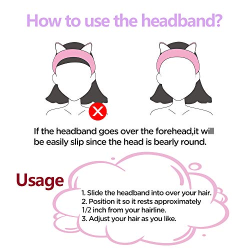 Face Washing Headbands, IKOCO 7 Pack Cat Ears Makeup Headbands Spa
