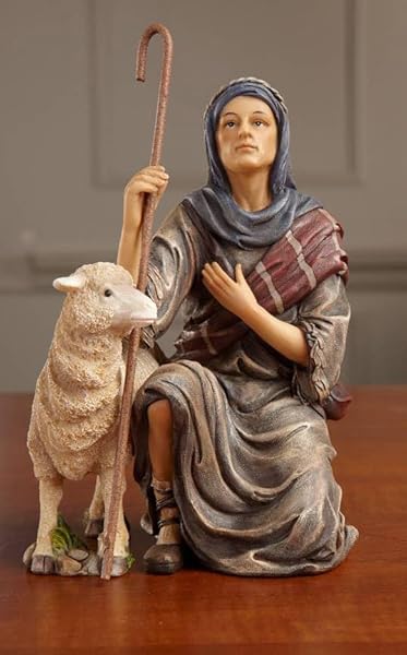 THREE KINGS GIFTS MAGI, WISE MEN, CHRISTMAS STAR, ANGEL, SHEPHERDS, SHEEP, HOLY FAMILY, JESUS IN MANGER, REAL GOLD IN TRUNK, NATIVITY SCENE SET & FIGURES, 11-PIECES, FOR 10 INCH SCALE COLLECTION