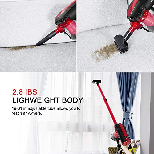 MOOSOO Vacuum Cleaner Corded Stick Vacuum with HEPA Filter 17Kpa Powerful (Red) eBay