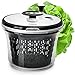 Salad spinner lettuce dryer large - with bowl and colander basket. BPA free clear plastic kitchen 5L spinners, vegetable washer dryers with smart lock lid. Easy water drain system is good for greens