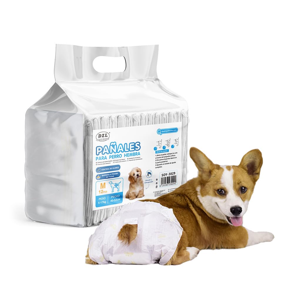 Disposable Dog Diapers Female Dog Diapers Dog Sanitary Diaper Pet Hygienic Panties Soft Absorbent (M)