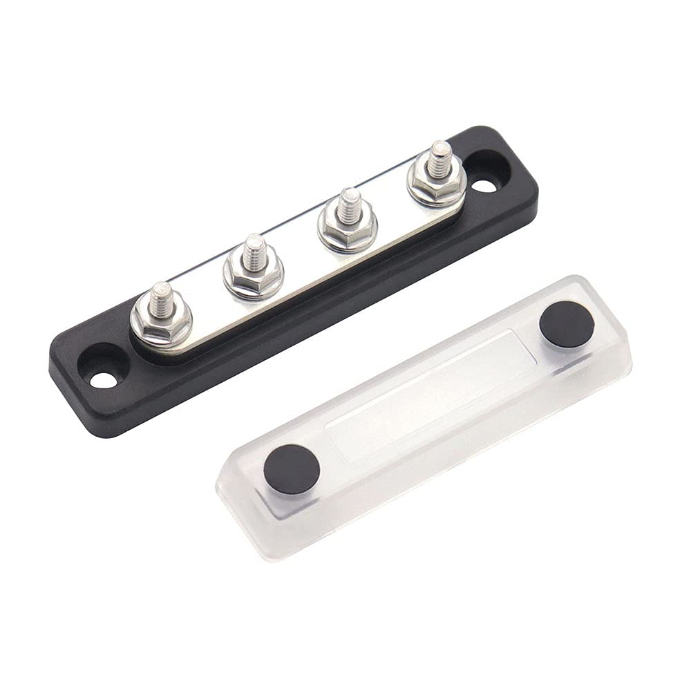 ANCLLO 4 Studs Bus Bar Electric Terminal Junction Block 100A AC 300V DC 48V For Truck Bus Boat Caravan