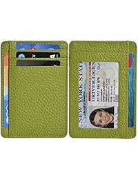 Carteras de cuero Clifton Heritage para mujer - Monedero de bolsillo frontal minimalista ultra delgado con bloqueo RFID