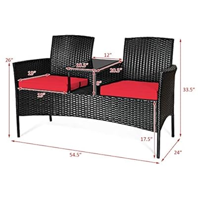 RELAX4LIFE Conversation Furniture Set with Table and Two Removable Cushions Rattan Wicker Chairs and Table Set for Patio… 51FBn6BBj%2BL