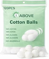 1ABOVE Pack of 120 Cotton Wool Balls Super Soft 100% Pure Cotton