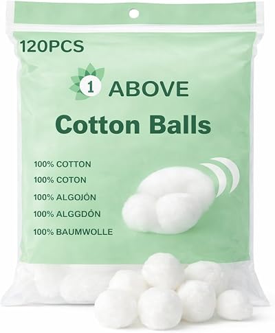 1ABOVE Pack of 120 Cotton Wool Balls Super Soft 100% Pure Cotton