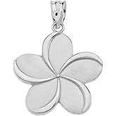 Fine 925 Sterling Silver Hawaiian Plumeria Flower Necklace Pendant