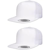 Yupoong 5-Panel YP Classic Trucker Cap | High Profile Flat Visor Snapback | Structured Crown, Hard Buckram, Plastic Snap Closure, Flat Bill, Reinforced Stitching, Bulk Packs Available