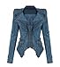 Lath.pin Womens Studded Punk Jeans Jacket Demin Tuxedo Coat Moto Blazer Jacket