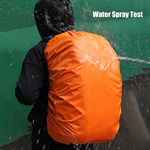 Loowoko Waterproof Backpack Rain Cover Upgraded Anti-Slip Cross Buckle Strap & Rainproof Storage Pouch, for Hiking, Camping, Traveling, Cycling, Outdoor Activities (25-90L) (Orange, XL) - Thumbnail 3