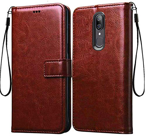 Frazil Vintage Leather Flip Cover Case for Oppo F11/A9 2019 | Inner TPU | Foldable Stand | Wallet Card Slots - Chestnut