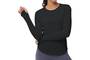 THE GYM PEOPLE Women's Long Sleeve Workout Shirts Athletic Crewneck Hiking Tops with Thumb Hole