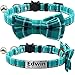 TagME Breakaway Cat Collar, Cat Safety Collar with Cute Bow Tie & Bell, Plaid Design Adjustable for Kitty 1 Pack, Teal