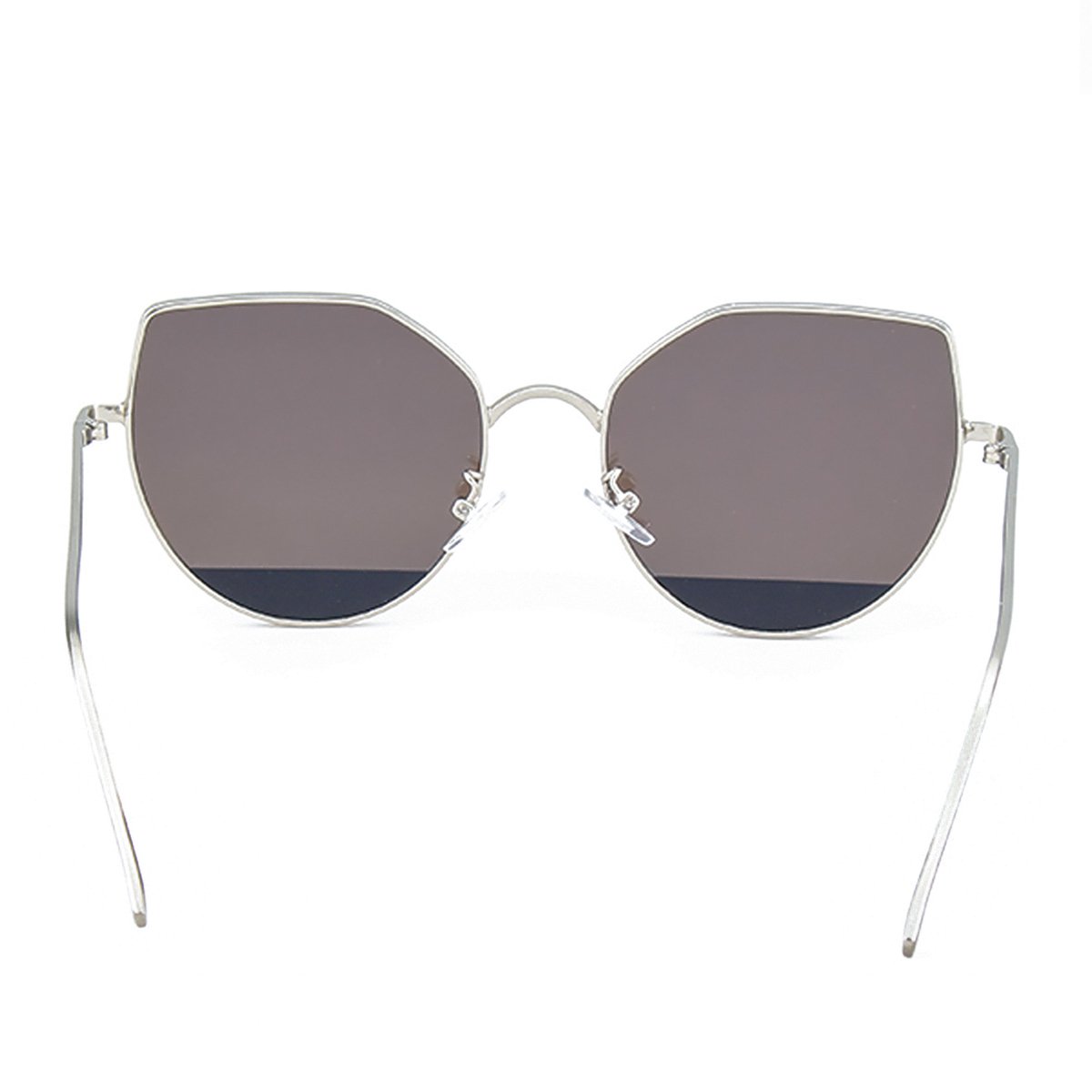 WISH CLUB Cat Eye Sunglasses Coating Mirrored Flat Lenses Fashion Metal Frame Women UV 400 (Blue)