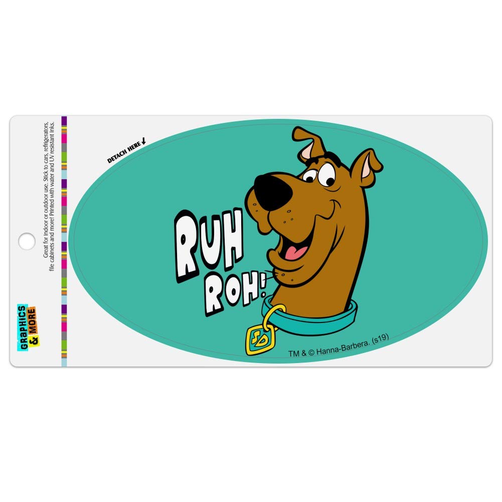 Graphics and More Scooby-Doo Ruh Roh Automotive Car Refrigerator Locker Vinyl Euro Oval Magnet