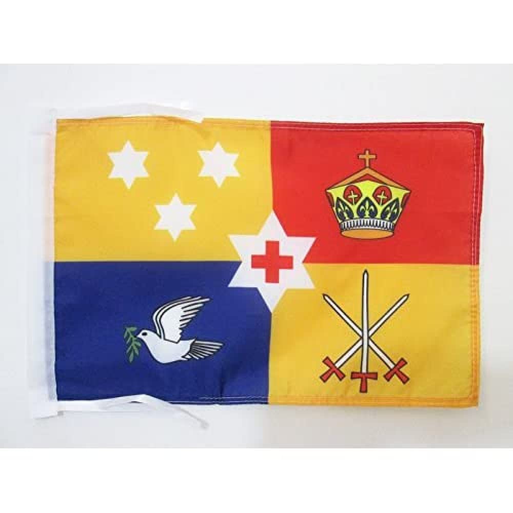 AZ FLAG - Royal Standard of Tonga Flag - 18'' x 12'' - 100% Polyester Tongan Kingdom Small Banner with Two Cords - Fade Resistant - Vivid Colors - 18x12 in - 45x30 Cm — image 1