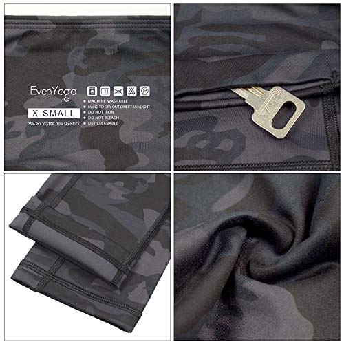 High Waist Yoga Pants,Workout Pocket Pants for Women,Tummy Control,Pattern Leggings Full-Length Yoga Pants (Black Camouflage, M)