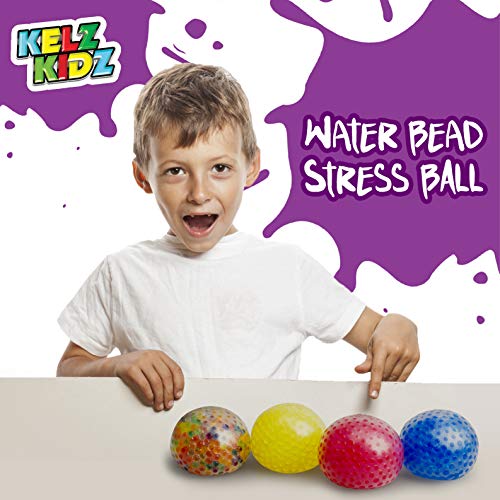 KELZ KIDZ Durable Large Squishy Water Bead Stress Balls (12 Pack) - Great Sensory Toy for Anxiety Relief for Children and Adults - Helps Calm Kids with ADHD & Autism