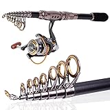 Sougayilang Spinning Telescopic Portable Fishing Rod Combos Travel Carbon Fishing Rod and Reel Set