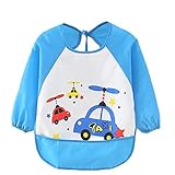 Cute Cartoon Unisex Infant Toddler Baby Waterproof Sleeved Bib, Baby Toddler Smock (6 Months-3 Years) (blue)