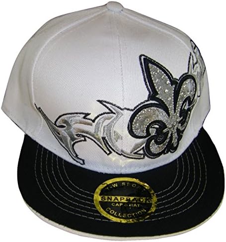 Fleur De Lis Men's Adjustable Snapback Baseball Cap (White/Black)