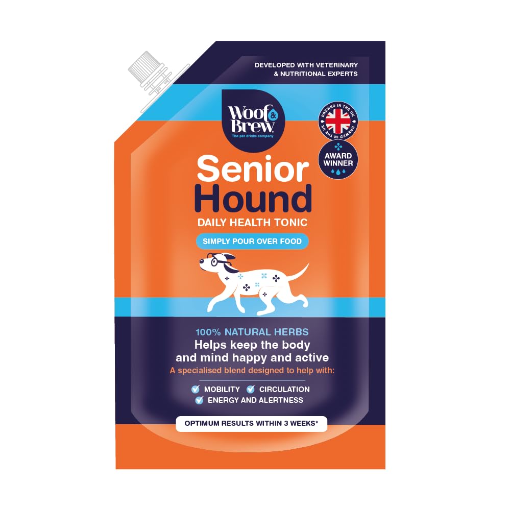 Woof&Brew Senior Hound Joint Care Natural Herbal Supplement for Dogs,Helps Keep Older Dogs Active, 100% Natural Herbs, 3 Weeks for Optimum Results (Senior Hound)