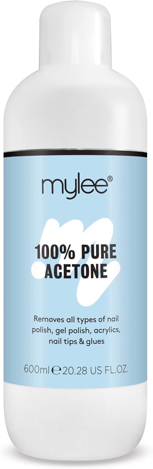 Mylee 100% Pure Acetone Gel Nail Polish Remover for UV/LED, Gel Soak Off, Removes All Types of Nail Polish, Gel Polish, Acrylic, Gels, Nail Tip & Glue (600ml)