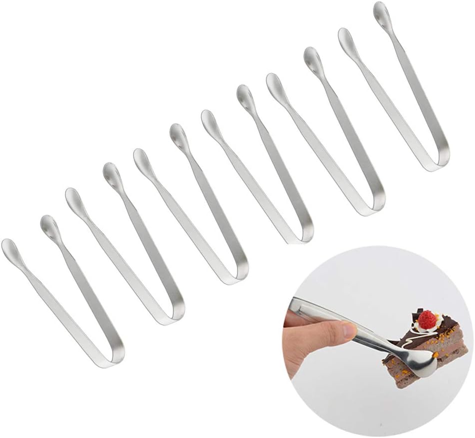 Sugar Tongs Set of 6, Small Kitchen Tongs, 304 Stainless Steel Mini Ice
