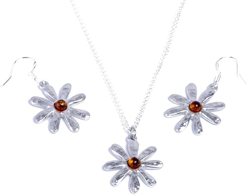 Set Orecchini E Collana Fiori In Peltro E Ambra Ottima Idea Regalo Per I 10 Anni Di Matrimonio Amazon It Gioielli