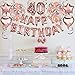 Konsait 59pack Rose Gold 40th Birthday Decorations for Women Girls 40 Birthday Party Supplies| Happy Birthday Balloon Banner Rose Gold Hanging Swirls Confetti Latex Balloons Star Foil Balloons