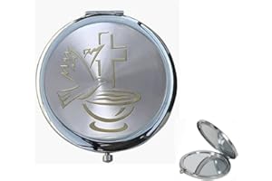 RBN Baptism Favor First Communion Compact Mirror Christening Party Favor Holy Spirit Makeup Compact Recuerdos bautizo - (12 PCS) (Gold)