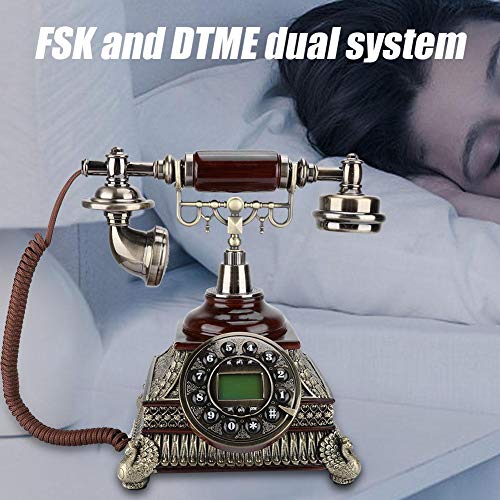 Fishlor Upgrade Antique Telephone, IDS-8975 Pearl White European Vintage Telephone, FSK/DTMF Electronic Calender Retro Landline, Home Hotel Decor
