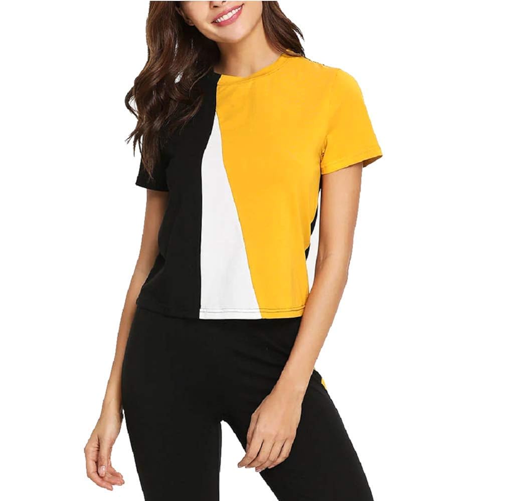 Buy Fashmind Women S Plain Black White Yellow Cotton Round Neck