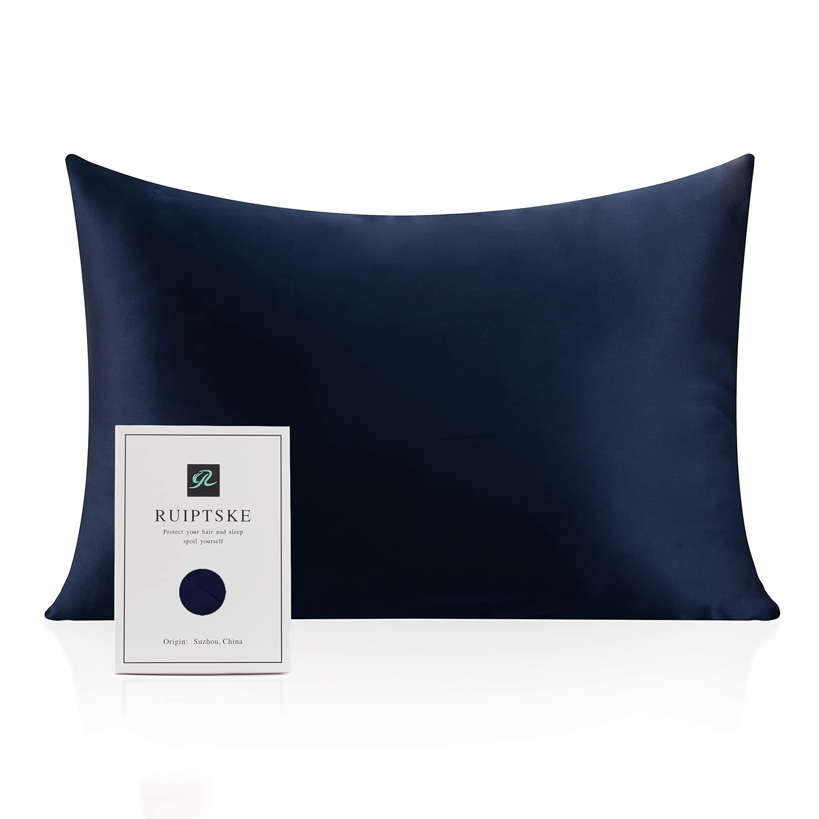 Natural Silk Federa, ipoallergenico, 22momme, 100% Seta, 600 Filati, con a Scomparsa Cerniera (Blue, 50x75cm)