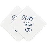 2-Pack Wedding Handkerchiefs, Mother of the Bride Gifts, Embroidered Cotton Happy Tears Handkerchief, Something Blue Gift for Bride, Wedding Stuff, Bridal Accessories & Keepsake (11.8x11.8 Inch)