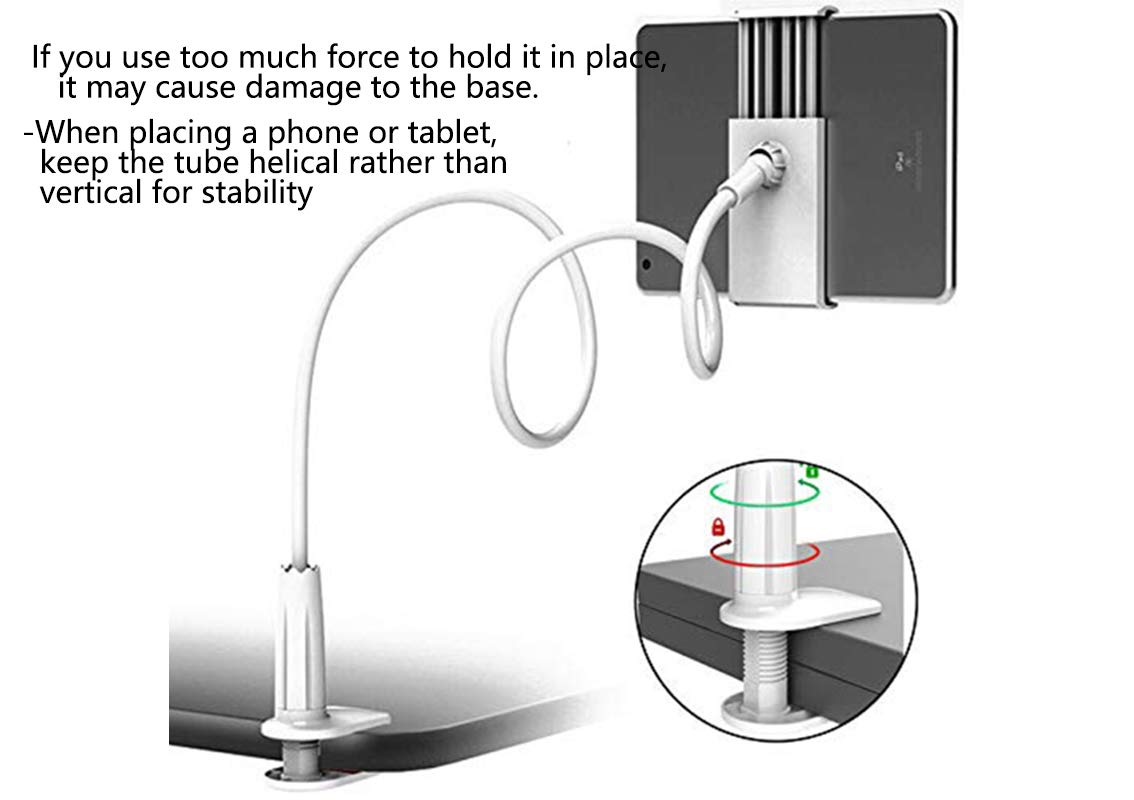 ZGJT Gooseneck Cell Phone Holder,Universal Phone tablet Holder, 360 Flexible lazy bracket,fit 4.3-7inches mini iPad iPhone Series/HUAWEI/Samsung Galaxy Tablets and more.