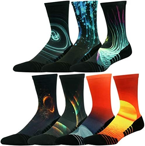 HUSOCycling Socks for Men Women, Novelty Bike Socks Fun Running Basketball Athletic Crew Socks 3, 4, 7 Pairs