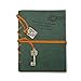 EvZ Leather Writing Journal Notebook, Classic Key Bound Retro Vintage Notebook Diary Sketchbook Gifts with Unlined Travel Journals to Write in for Girls and Boys Notepad Guest Book, Dark Green