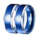 Blue Her King His Queen Crown Rings Couples Stainless Steel Ring, Engagement Wedding Band Anniversary Christmas Valentines Gifts