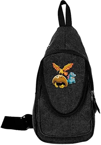 Hans Canvas Chest Pack Pokemon Sports Shoulder Backpack Casual Bags Black
